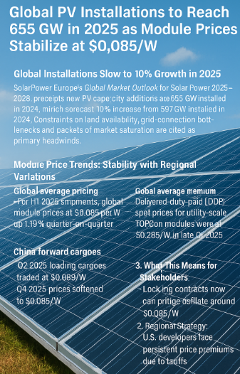 Global PV Installations to Reach 655 GW in 2025 as Module Prices ...
